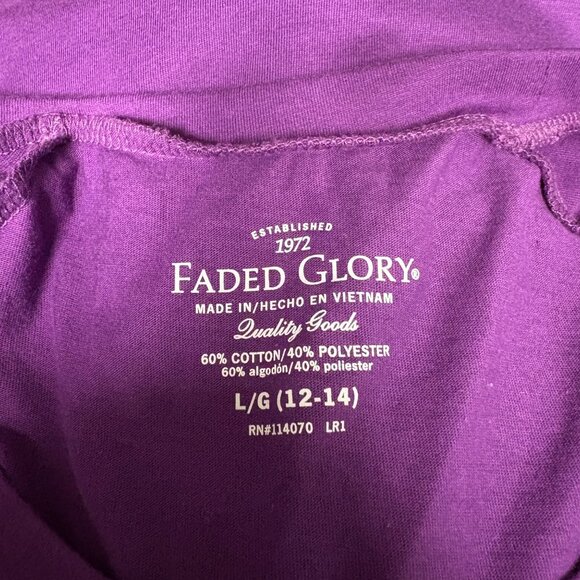 Faded Glory Purple Long Sleeve Floral Top Womens Size Large 12-14 Comfy Casual - Picture 6 of 8